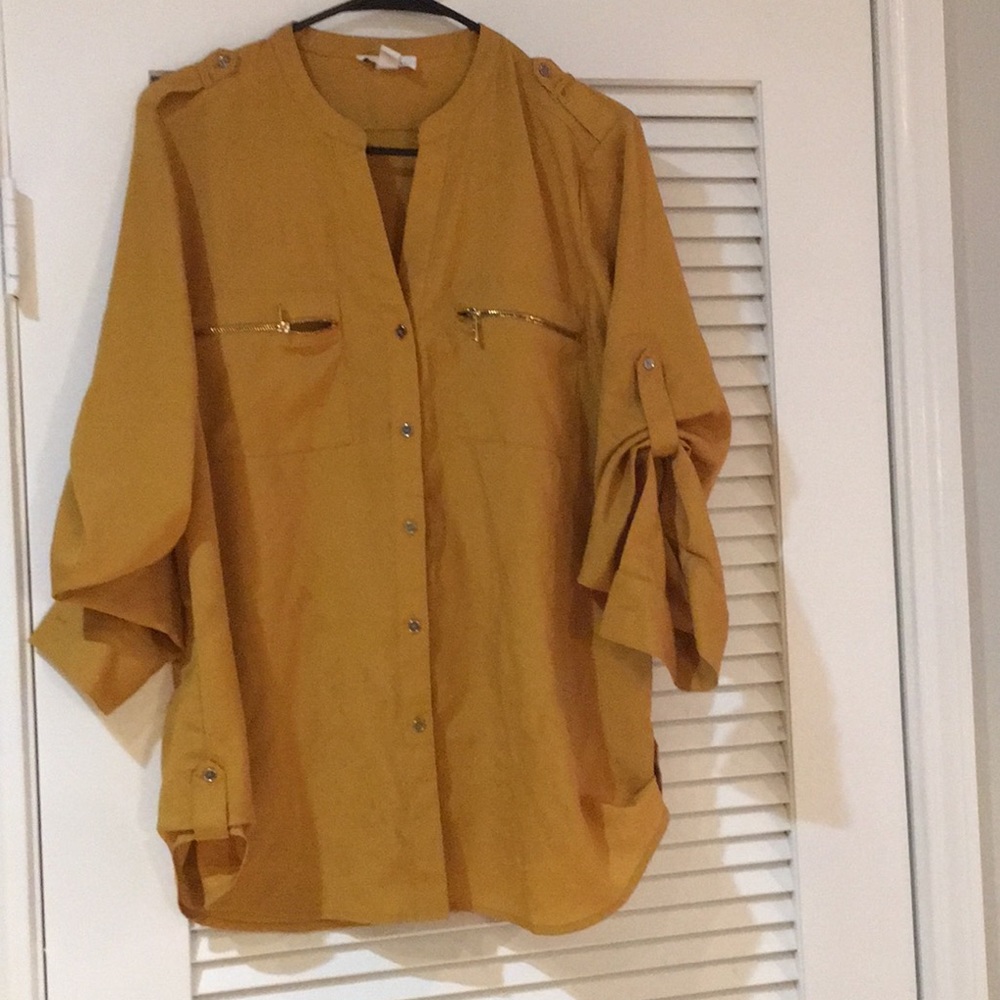 Calvin Klein Zip Pocket Utility Blouse